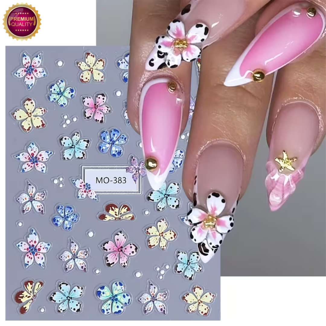 GUAPÀ® Nagelstickers Bloementjes 3 Vellen | Tropische Bloemen Diverse Kleuren
