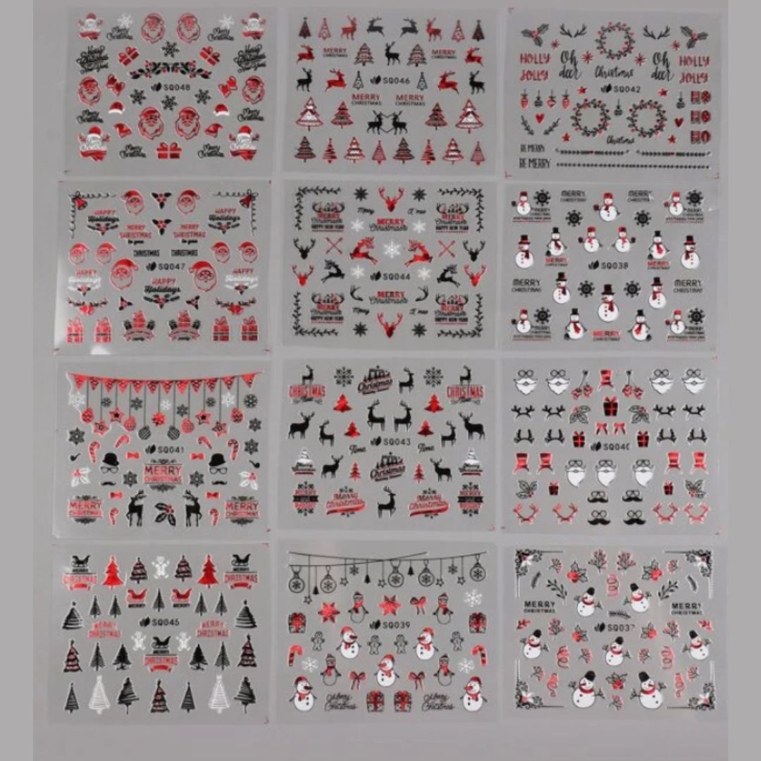 GUAPÀ® Nagelstickers 12 diverse patronen | Kerst nagelstickers