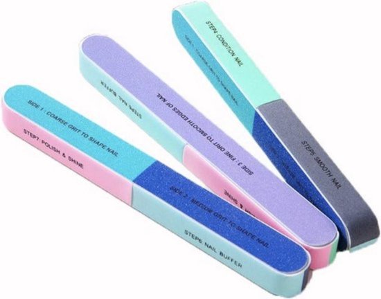 Professionele Polijst / Glans Vijl - 3 Stuks - 6 Stappen Nail Buffer - Kunstnagels - Manicure - Pedicure - Nagelverzorging