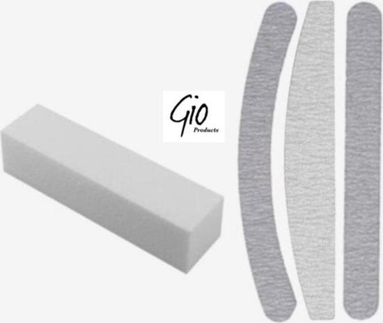 Nagel Vijlen Set Kunstnagels Moon - 4 Delig - Witte Blokvijl 100 / 100 + Zebra vijl Recht 100/180 - Zebra vijl Banaan 100/180 + Zebra vijl Moon Vijl 100/180 - High Quality - Professionele markt