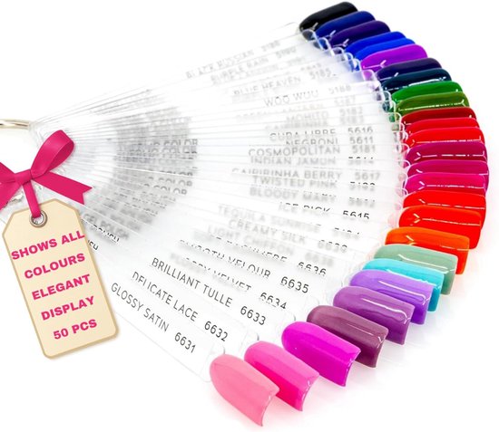 GUAPÀ® Nagel Display Color Ring | 50 pcs | Nagellak Kleurenwaaiers | Gellak Waaier | Kleuren Display Nagels | Transparant | Nageldisplay Ring | Nagelwaaier Display 50 pcs