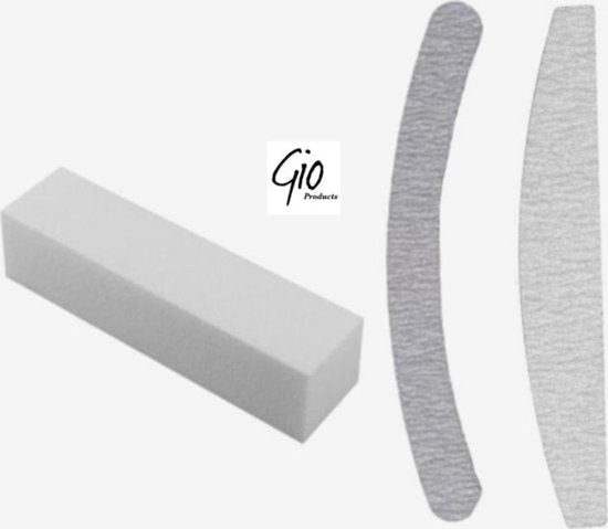 Nagel Vijlen Set Kunstnagels Moon - Witte Blokvijl 100 / 100 + Zebra vijl Banaan 100 / 180 + Zebra vijl Moon Vijl 100 / 180 + - High Quality - Professionele markt