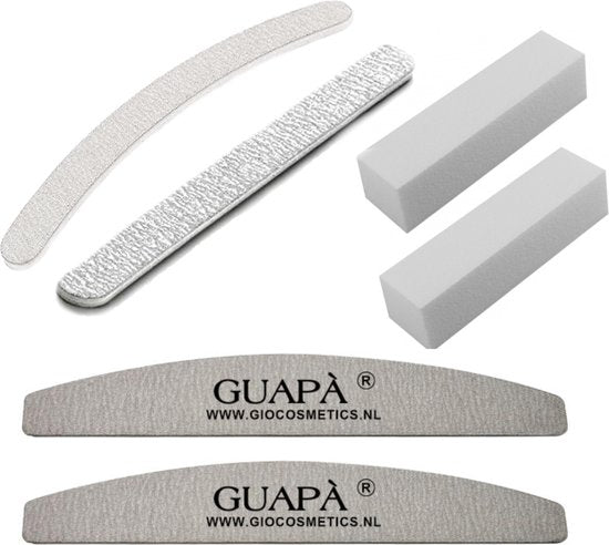 GUAPÀ - Nagel Vijlen Set 6 stuks 100/180 Gritt voor Kunstnagels & Acryl Nagels - High Quality