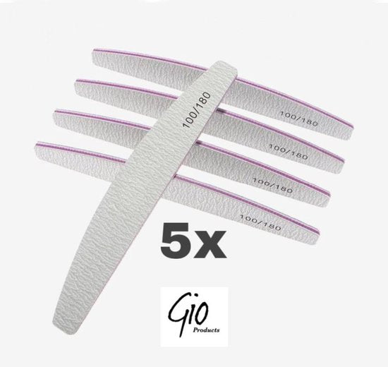 Nagelvijl Zebra vijl Moon 100/180 GIT - 5 Stuks - Grof / Zachte Vijl - High Quality - Professionele markt