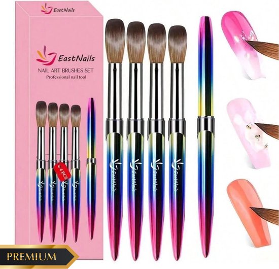 GUAPÀ® Acryl Penselen Set 4 Pcs | Acrylic Brushes | Nagel Penselen | Acryl Penseel | Nail Brush | Nepnagels | Acrylic Nails | Acryl Poeder | Acryl Liquid | Acryl Brush Nr 10 T/M Nr 16 | Acryl Forms | 4 Acryl Penselen Kameleon Kleuren