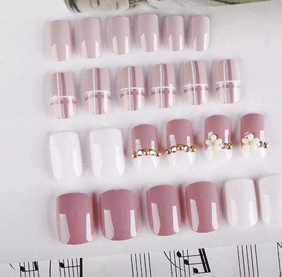 Nepnagels Taupe 24 stuks + Plakstrips | Plaknagels | Startskit Nails | Nagel Tips | Nail Art Nagel Decoratie | 24 stuks