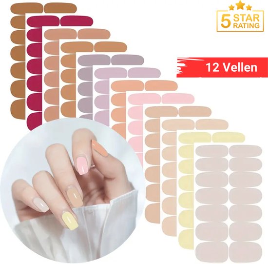GUAPÀ® Nail Wraps Nagelstickers | Gellak Wraps | 12 Vellen Nagellak Wraps | Nail Art | Nagel Folie | Diverse kleuren Nagel Folie | 12 Vellen Nagelstickers | Plaknagels | 12 Vellen Nail Wrap Nagellak Stickers Nude Pastel Tinten