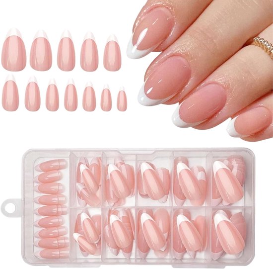 GUAPÀ® Nageltips French Manicure | 120 stuks Plak nagels | Press On Nails | Zelfklevende Plaknagels | Nepnagels | Kunstnagels | Compleet plaknagels starterspakket | Nagels Wraps | Nail Art | Smile line | 120 stuks Nepnagels Nude French Manicure