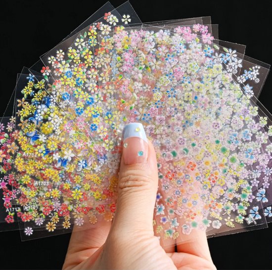 GUAPÀ® Bloemen stickers | 24 vellen Diverse Nagel Stickers |500pcs 3D Bloemen Diverse kleuren