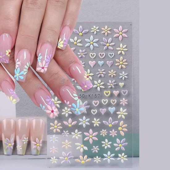 GUAPÀ® Nagelstickers | Bloemen stickers | 3D Bloemen Diverse kleuren