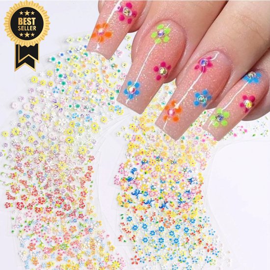 GUAPÀ® Bloemen stickers | 24 vellen Diverse Nagel Stickers |500pcs 3D Bloemen Diverse kleuren