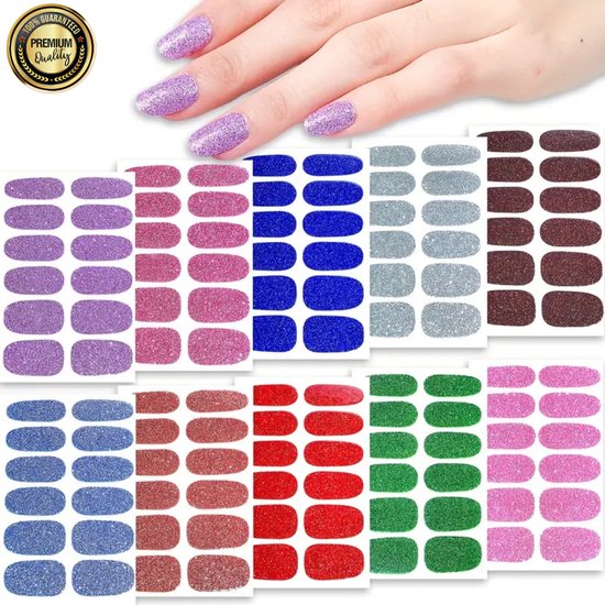 GUAPÀ® Nail Wraps Nagelstickers 10 Vellen | Nagellak Wraps | Nail Art | Nagel Folie | Diverse kleuren Nagel Folie | 10 Vellen Nagelstickers | Plaknagels | 10 Vellen Nail Wrap Nagellak Stickers Glitters