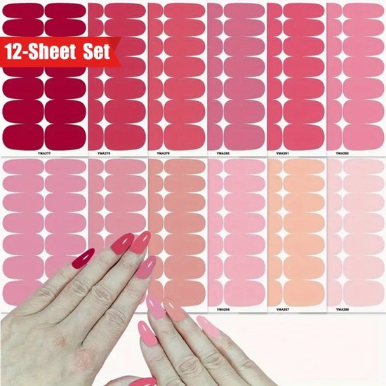 GUAPÀ® Nail Wraps Nagelstickers | 12 Vellen Nagellak Wraps | Nail Art | Nagel Folie | Diverse kleuren Nagel Folie | 12 Vellen Nagelstickers | Plaknagels | 12 Vellen Nail Wrap Nagellak Stickers Roze Nude Tinten