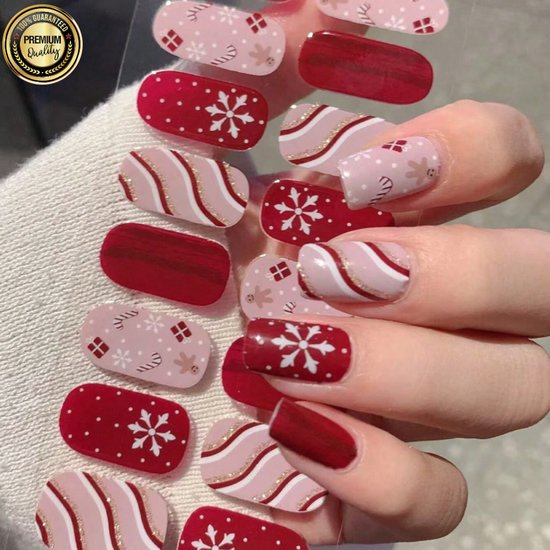 GUAPÀ® Nagelstickers & Nail wraps - Nail Art - Nagel Folie - Nagel Stickers - Nagelstickers Diverse Patroontjes - Nagellak Stickers - 16 pcs Nail Art stickervellen Rood Nude Roze Wraps Nagels