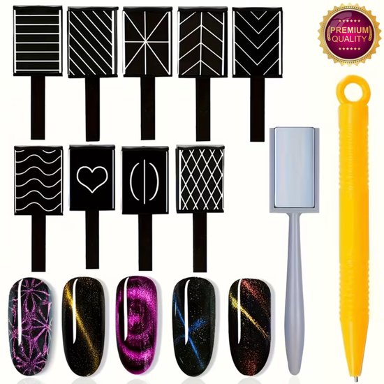 GUAPÀ® Cat Eye Magneet | 11 Diverse Cat Eye Magneten | Gellak | Gel Nagels | Magnetische Gellak | Gel Polish | Cat Eye Magneet 11 Diverse Patronen