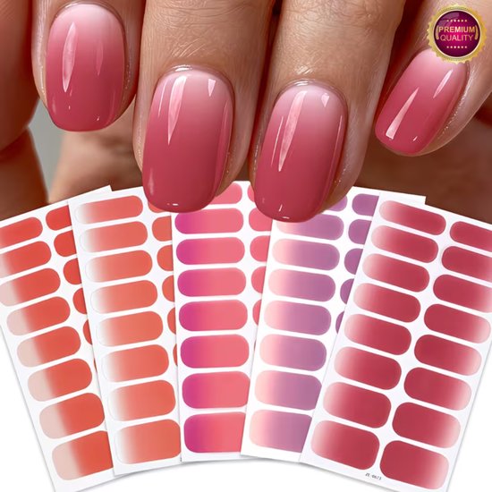 GUAPÀ® Nail Wraps Nagelstickers 5 Vellen | Nagellak Wraps | Nagel Gel Stickers | Nagel Folie | Diverse kleuren Nagel Folie | 5 Vellen Nagelstickers | Kunstnagels | 5 Vellen Nail Wrap Nagellak Stickers Rood Roze Tinten