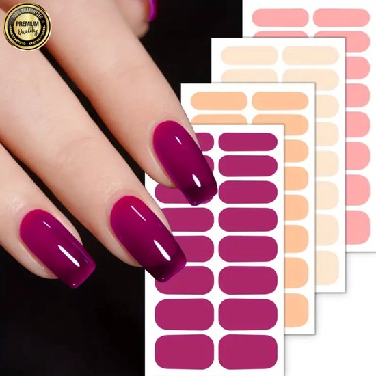GUAPÀ® Nail wraps Nagelstickers | 64 Pcs Nude Roze Nagels | Nail Art | Nagel Folie | Diverse kleuren Nail Wrap | 4 Vellen Nagelstickers | Plaknagels | 64 Pcs Nail Wrap Stickers Nude Roze Multi Color
