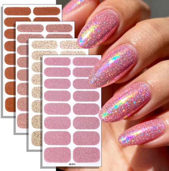 GUAPÀ® Nagelstickers & Nail wraps - 4 Vellen - Diverse kleuren Glitter Nagellak Wraps - Nagellak Stickers - Nail Art - Nagel Folie - Diverse kleuren Nail Wrap - 4 Vellen Nagelstickers Diverse Kleuren Glitters