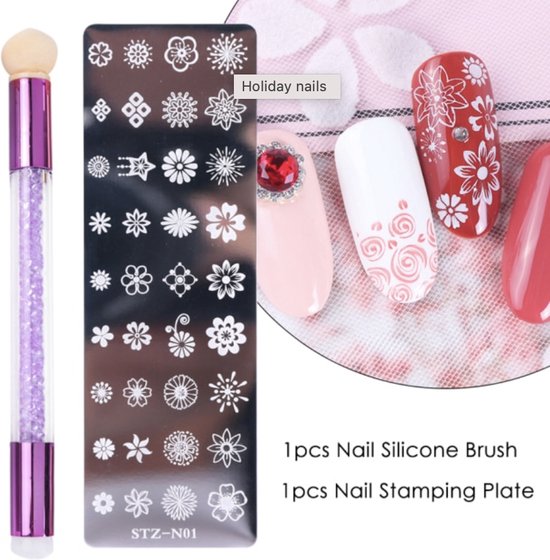 GUAPÀ® Nail Art Stempel | Nail Art Penseel & Stempelplaat | Sileconen Stempel | Nagel Stempel Plaatje | Nail Art | Smile Line | Nagelstempel & Stamper