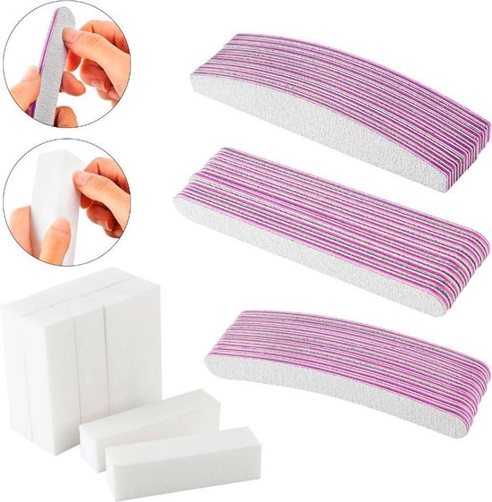 40 Stuks professionele Nagelvijlen set 100 / 180 - Manicure Pedicure - 4 verschillende vijlen