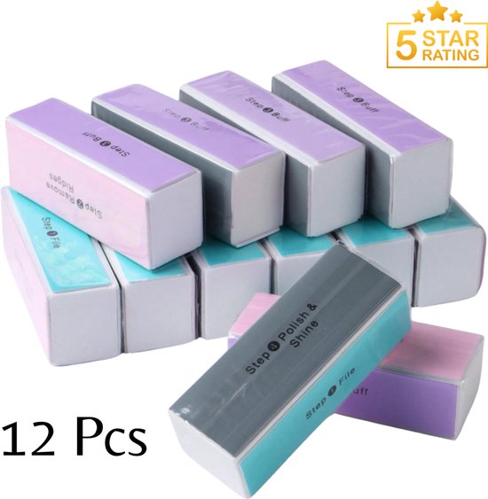 GUAPÀ® Polijstblok 12 pcs | Nagelvijlen | Blokvijl | Nagelverzorging | Nagelbuffer Blokvijl | 12 Blokvijlen Polijstnagelvijlen