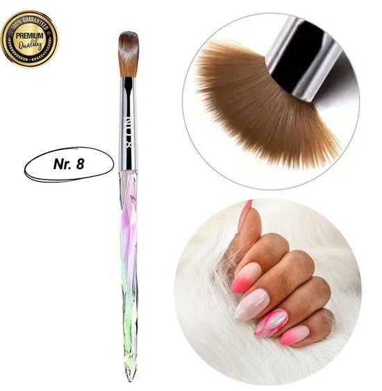 GUAPÀ® Acryl Penseel | Acrylic Brush Size 8 | Nail Brushes | Nagel Penselen | Nail Brush | Nepnagels | Acrylic Nails | Acrylic Brush | Acryl Liquid | Acryl Poeder | Acrylic Nail Brush Parelmoer Maat 8