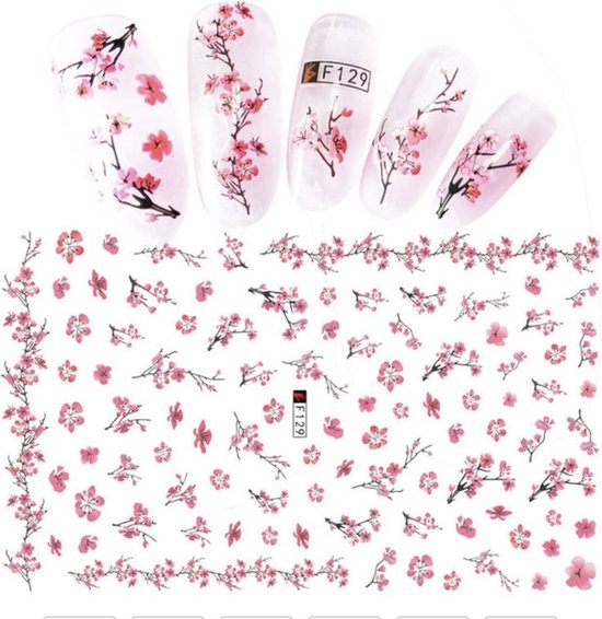 Nagel Stickers Roze Bloemetjes Nail Art 3D - Nagelversiering - Decoratie Stickers - Nagelfolie - 92 stickers