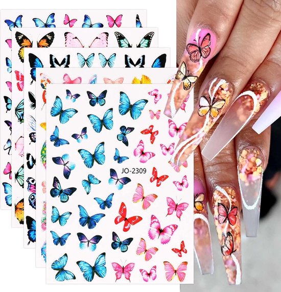 GUAPÀ® Nagelstickers - 3D nagel stickers - Zelfklevende nagelstickers - nail wrap - Nail Art - Nagel Folie - Kerst Stickers - Nagelstickers Kerst - Vlinder Stickers - 12 Nail Art stickervellen diverse kleuren
