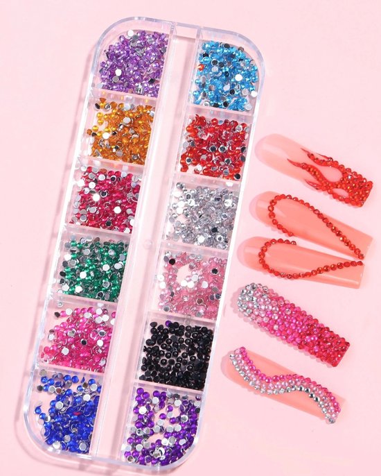 GUAPÀ® Rhine stone - Nail Art Diverse Kleuren - Strass nagel steentjes - Rhinestone - 3D nail art - nagel diamantjes- Bruidsnagels- 1200 steentjes - Diverse Kleuren Nagel Steentjes