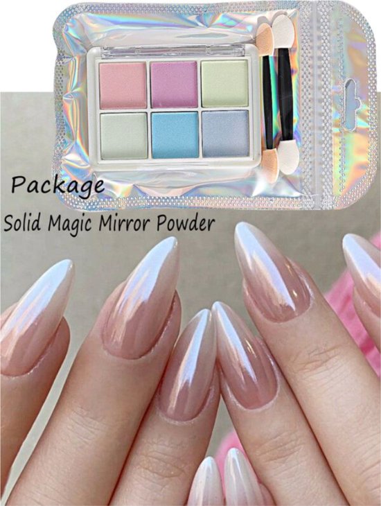 GUAPÀ® Chrome Spiegel Glitter Poeder Set | 6 Nail Art glitters diverse kleur nagelpoeder