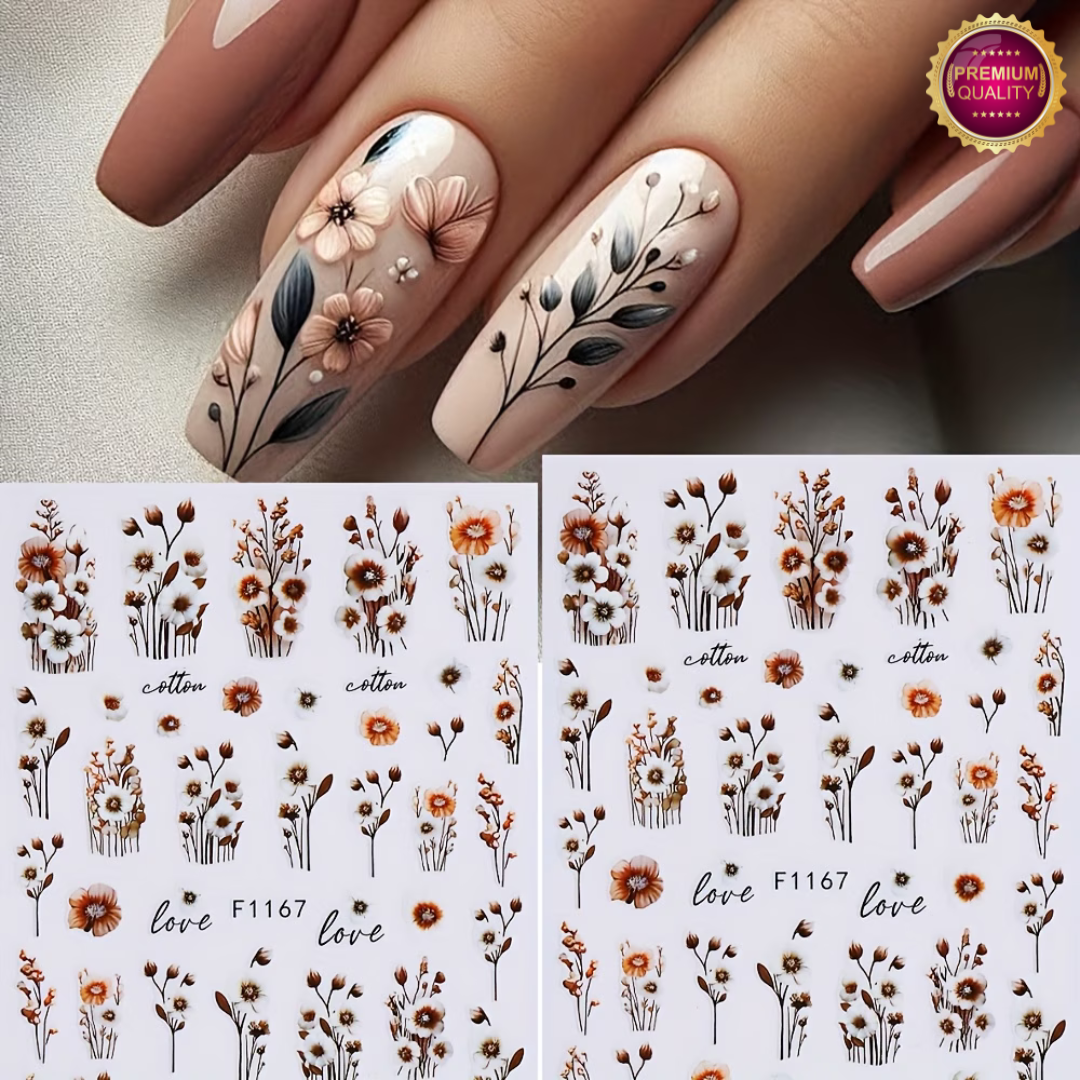 Nagelstickers Bloementjes 3D 2 Vellen