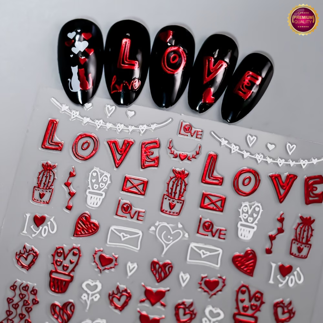 Nagelstickers Hartjes en Vormpjes 12 Vellen