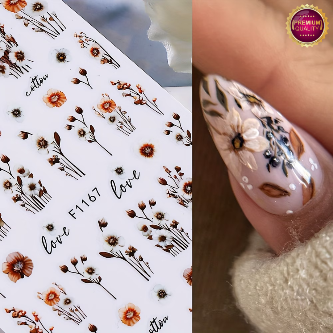 Nagelstickers Bloementjes 3D 2 Vellen