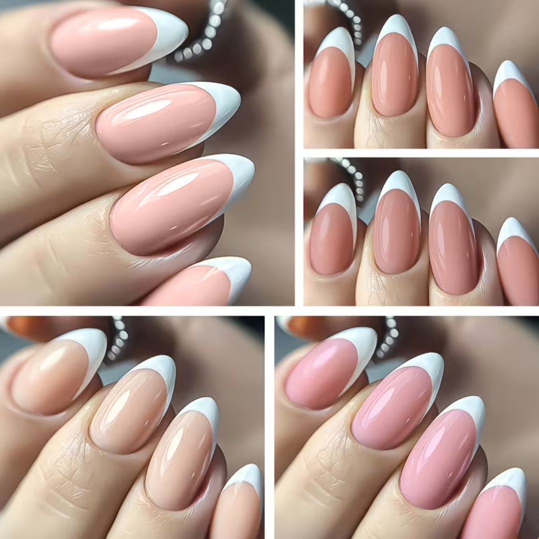 Plaknagels Almond Tips | 360 Pcs Nude Tinten French Manicure