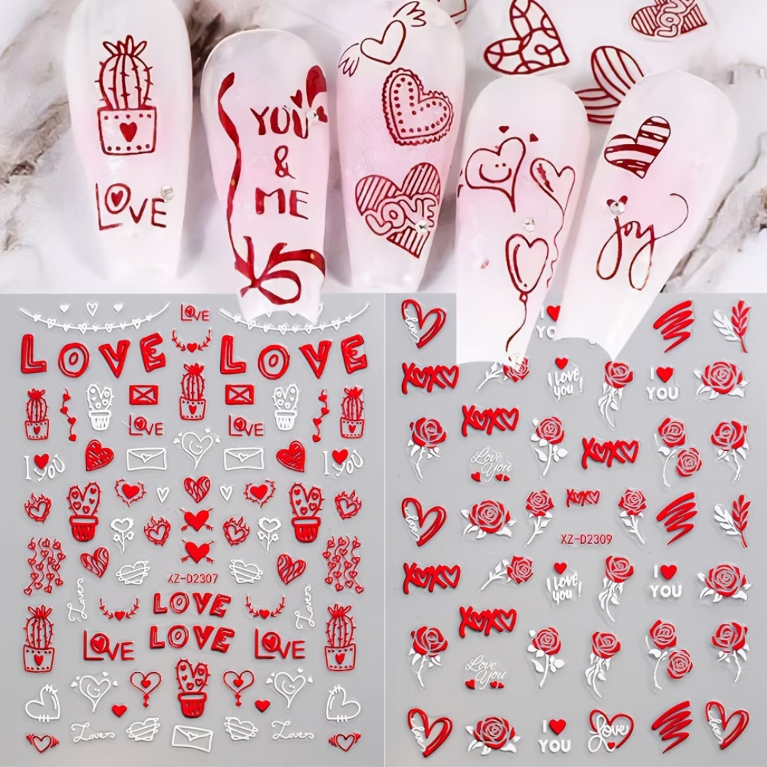 Nagelstickers Hartjes en Vormpjes 12 Vellen