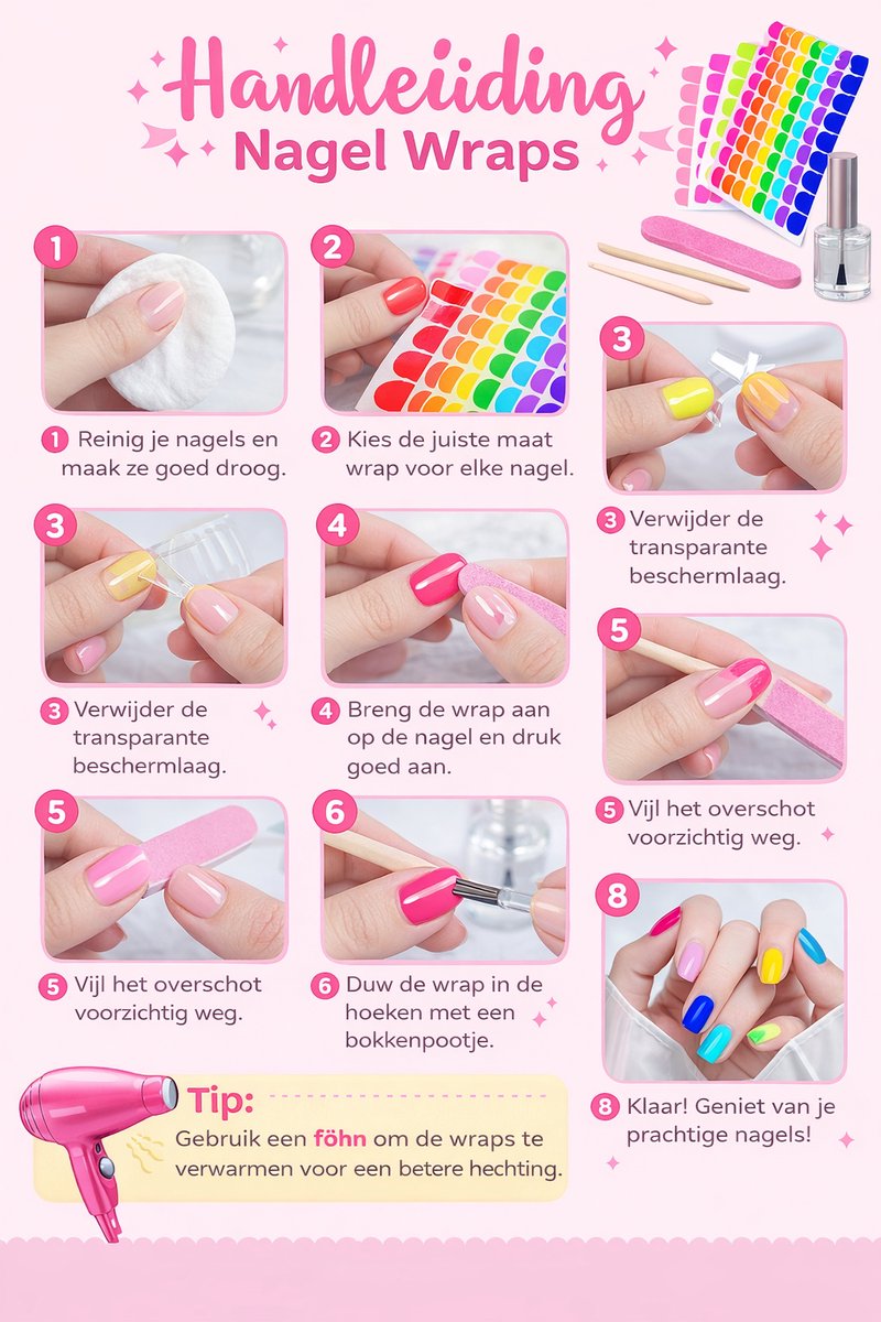 GUAPÀ® Nail Wraps Nagellak Stickers 12 Vellen | Neon Nagellak Wraps