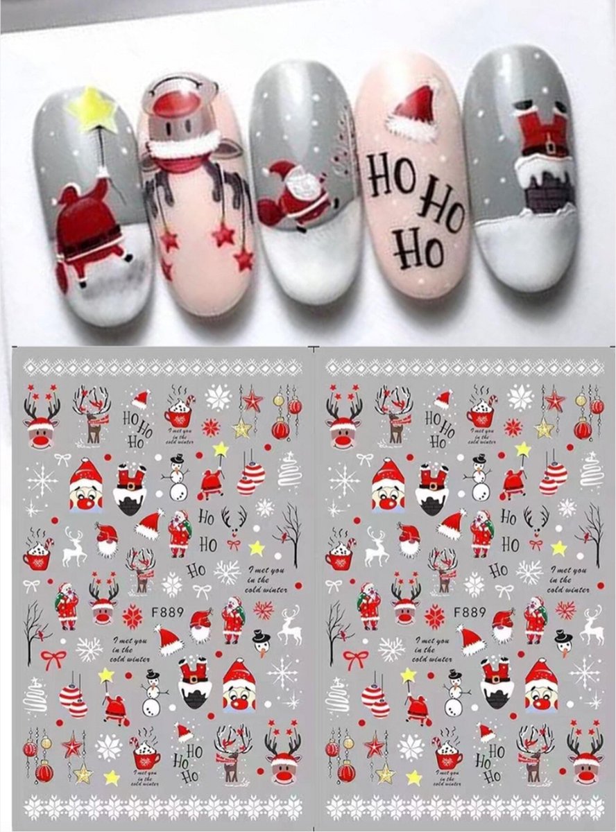 GUAPÀ® Nail Art Nagelstickers | Nagel Stickers Kerst | Nail Art 3D Stickers | Nagelstickers Kinderen | Nail Art Stempel | 2 velletjes Kerst Nagel stickers