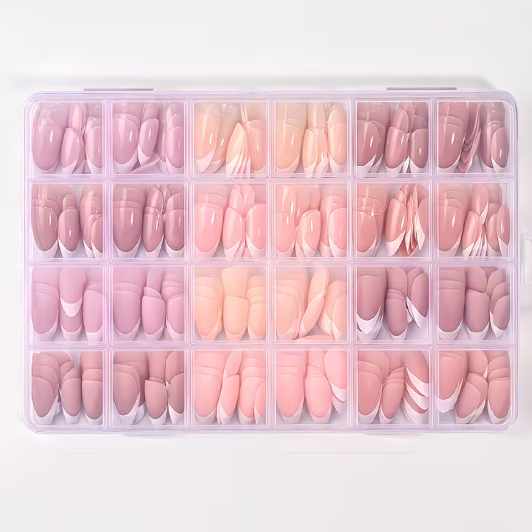 Plaknagels Almond Tips | 360 Pcs Nude Tinten French Manicure
