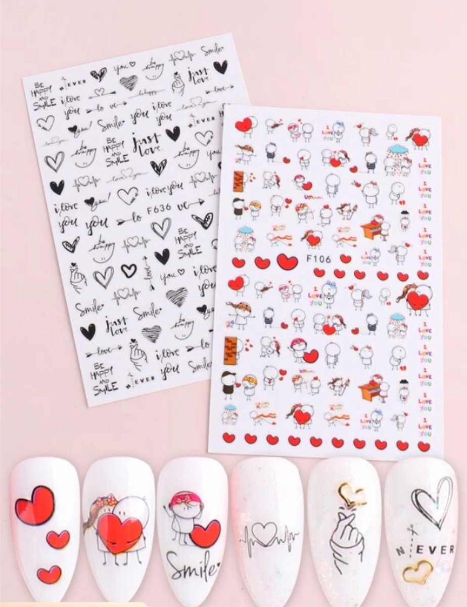 GUAPÀ - Nail Art Nagel Stickers 2 vellen - Zelfklevende Nagelstickers & Nageldecoratie - 3D Nail Wraps - 2 vellen zelfklevende nagelstickers