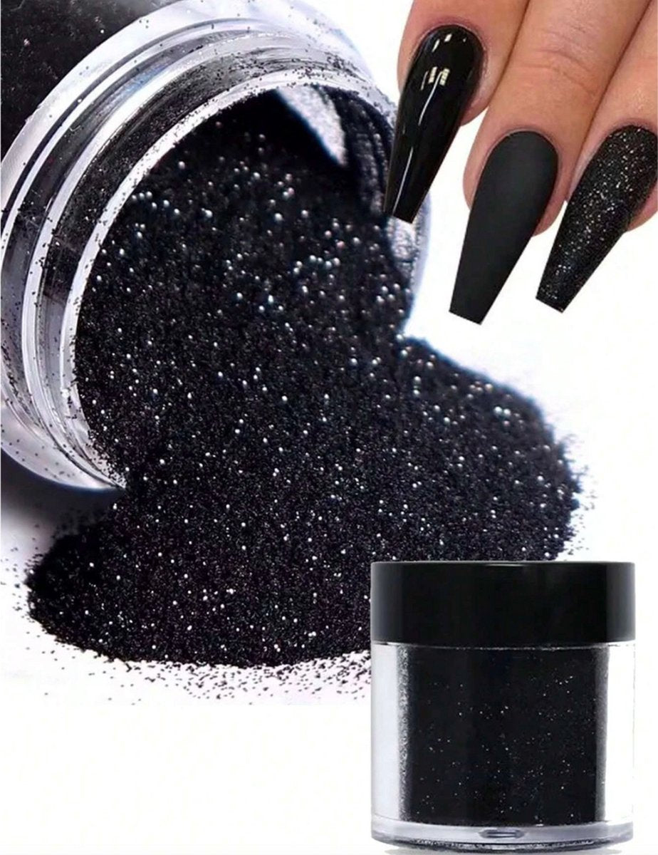 GUAPÀ® Nail Art Glitter Poeder Set | Nail Art glitters | Nail Art & Nagel Decoratie | Sugar powder Nagels | 1 stuks Zwarte kleur nagelpoeder
