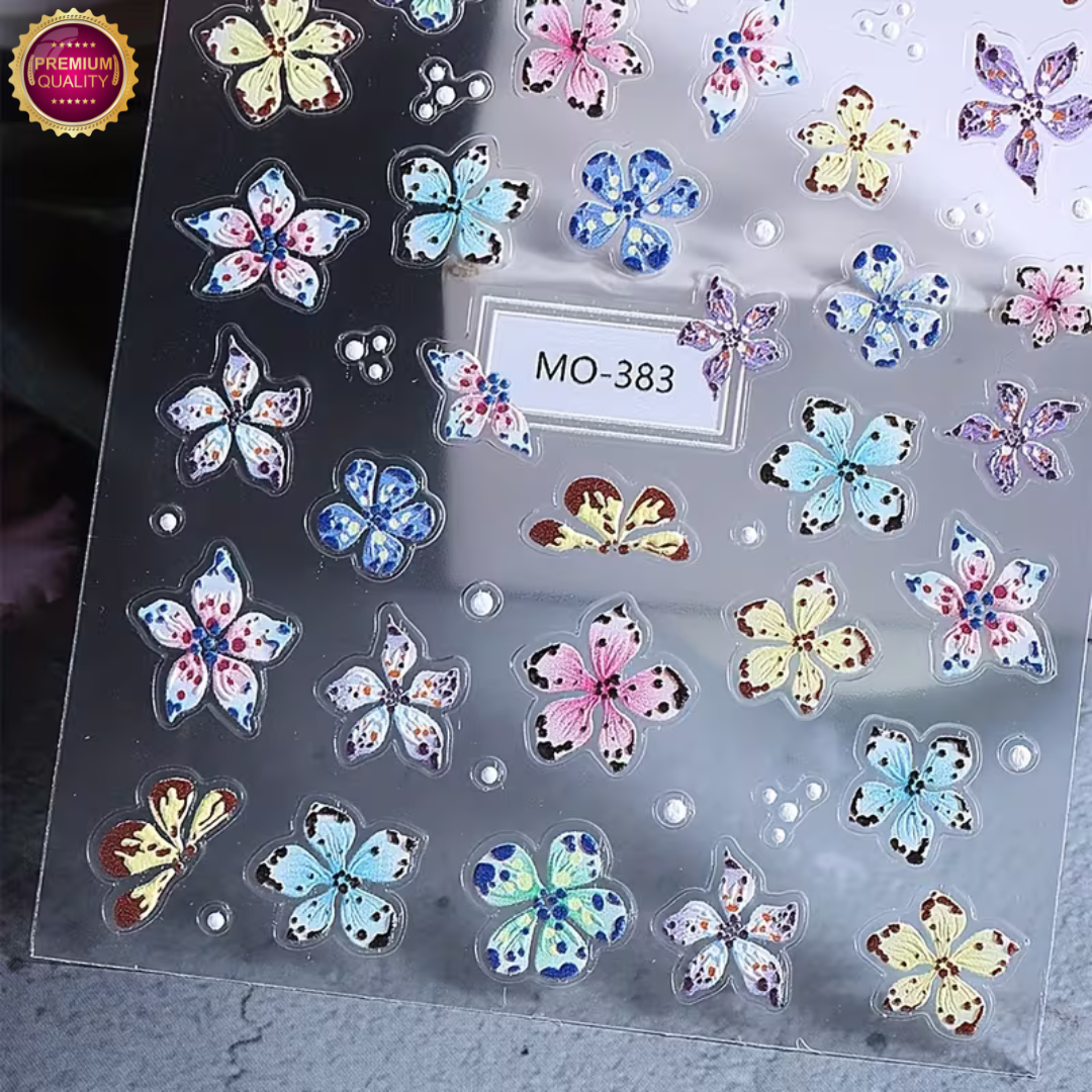 GUAPÀ® Nagelstickers Bloementjes 3 Vellen | Tropische Bloemen Diverse Kleuren