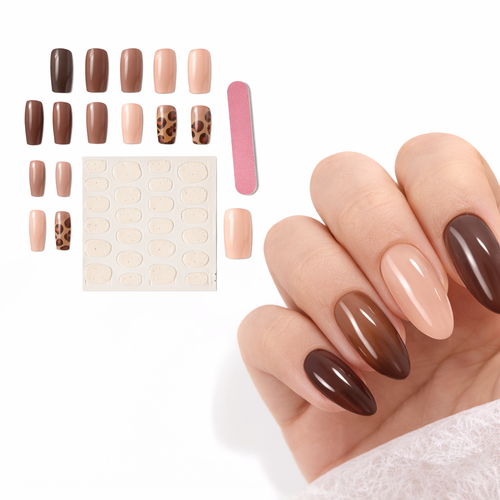 Plaknagels 24 Pcs Luipaard Bruin | Nagel Tips | Kunstnagels