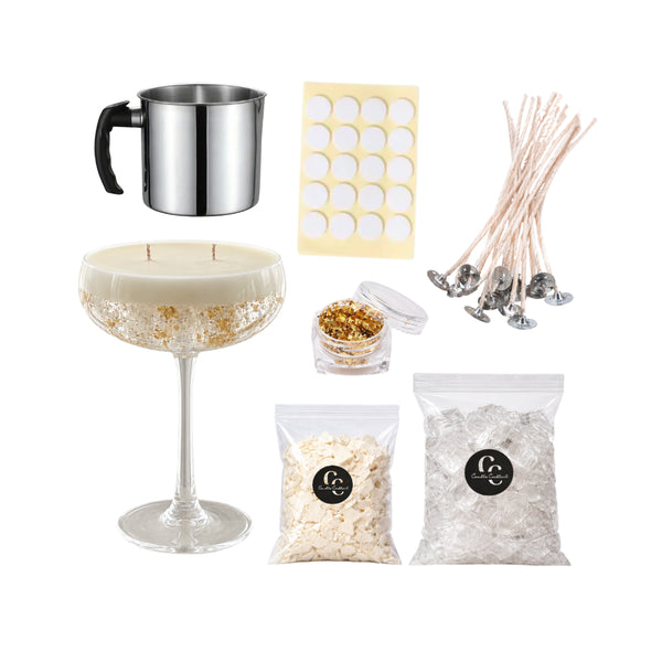 Zelf Champagne Kaarsen Maken | Candle Guapà | Incl. Smeltkan + 2 Glazen 🥂