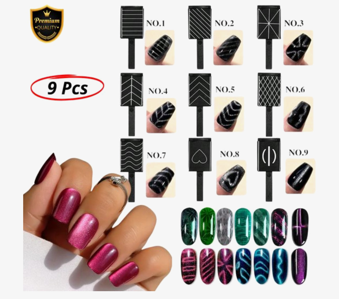 GUAPÀ Nail Art Cat Eye 9 - delig Magneet Set