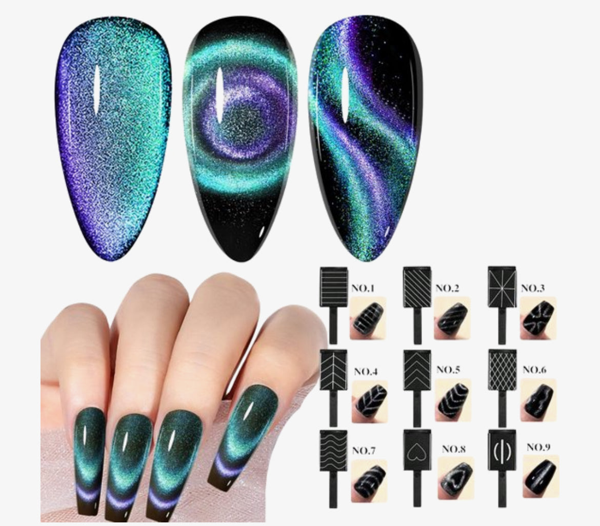 GUAPÀ Nail Art Cat Eye 9 - delig Magneet Set