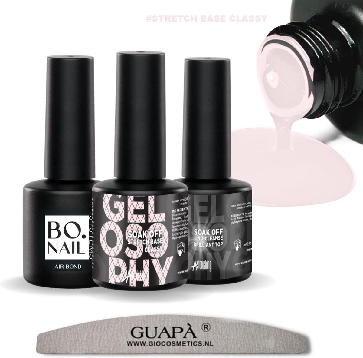 GUAPÀ® BIAB Builder Gel In A Bottle Kit | Primer | Top Gel | 7 ml Classy