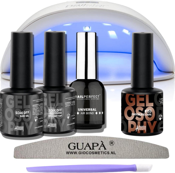 GUAPÀ® Gellak Starterspakket met Led Lamp | Gellak Bruin