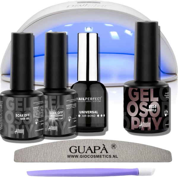 GUAPÀ® Gellak Starterspakket met Led Lamp | Gellak Truffle Bruin