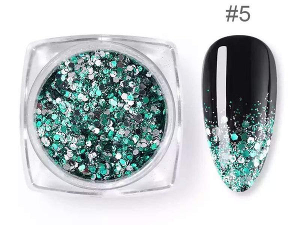 Nail Art Glitter Schubben Groen + kwastje - Gio Cosmetics