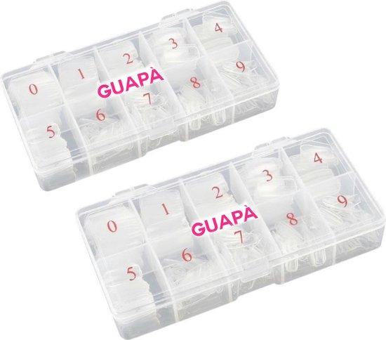 GUAPÀ - Nagel Tips Kunstnagel Set 1000 Stuks voor het verlengen van je nagels - Acryl en Gel - 2 x 500 stuks Transparant - Gio Cosmetics